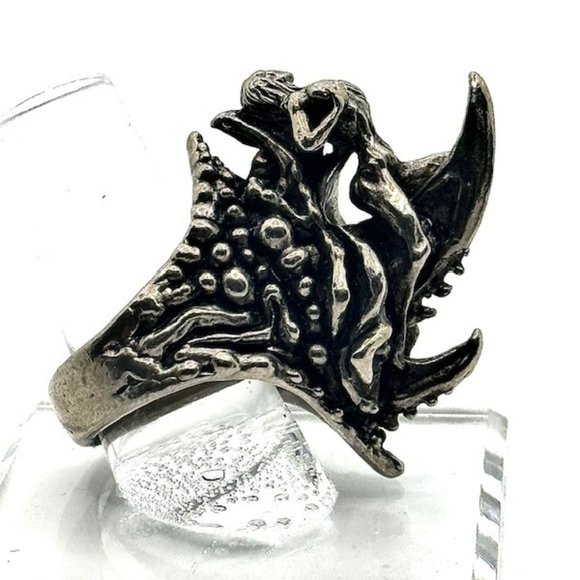 Axel Stocks Very Fine Girl on Spikes Ring Signed Unisex SZ US 10 Metal Messiah - Picture 3 of 13